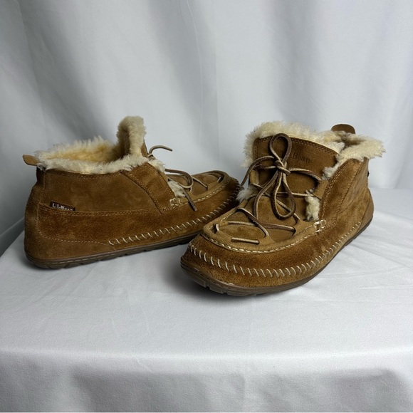 LL Bean Men's Wicked Good Lodge Chukkas Booties Moccasins Brown Size 10 Medium - Picture 2 of 14